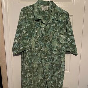 Columbia Men's Fish Green Button Down Shirt